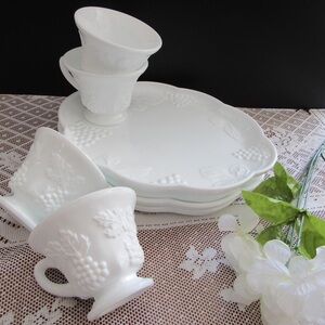 VINTAGE Harvest Milk Glass Snack Set by Colony
